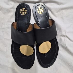 Tory Burch Black and Gold Women's Sandals